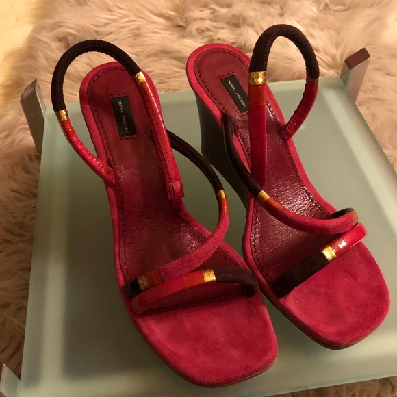 Marc Jacobs Shoes - Marc Jacobs Suede & Patent slingback wedge sandal.